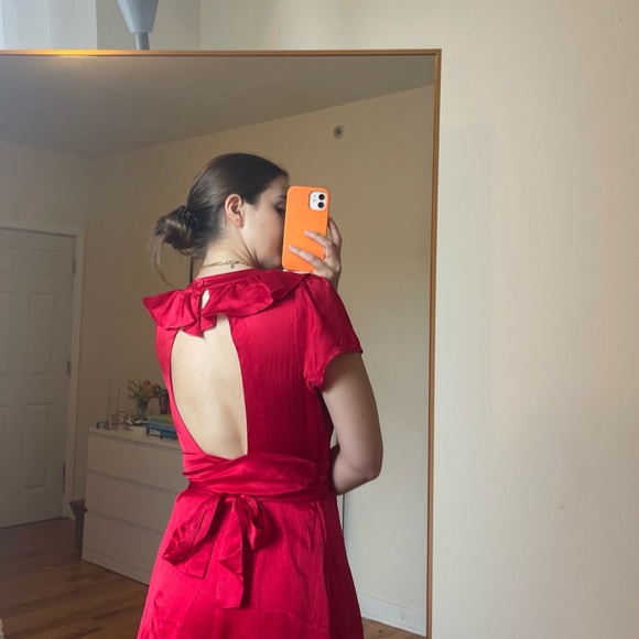 Rhode Resort red midi open back silk dress - Picture 2 of 2
